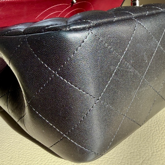 Authentic CHANEL Classic Double Flap Bag Jumbo Black Lamb Leather Silver Box - Picture 16 of 16